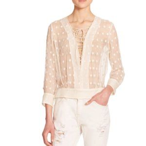 IRO Oltane Sheer Polka Dot Embroidered Ecru Silk